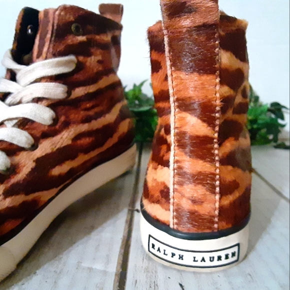 Ralph Lauren Multi Animal Print Hi-Top Trainers - Brown/Tan